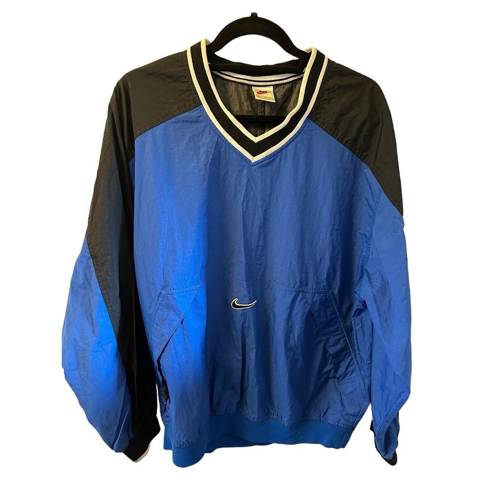 Vintage Nike Pullover Blue White Tag Windbreaker Jacket Medium Center Swoosh